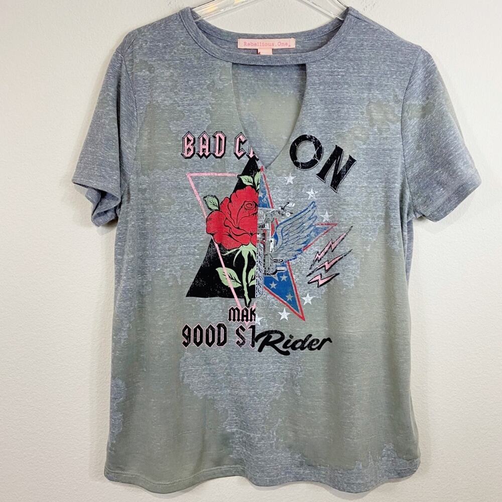 Custom Bleached Mash Up Tee Sz XL